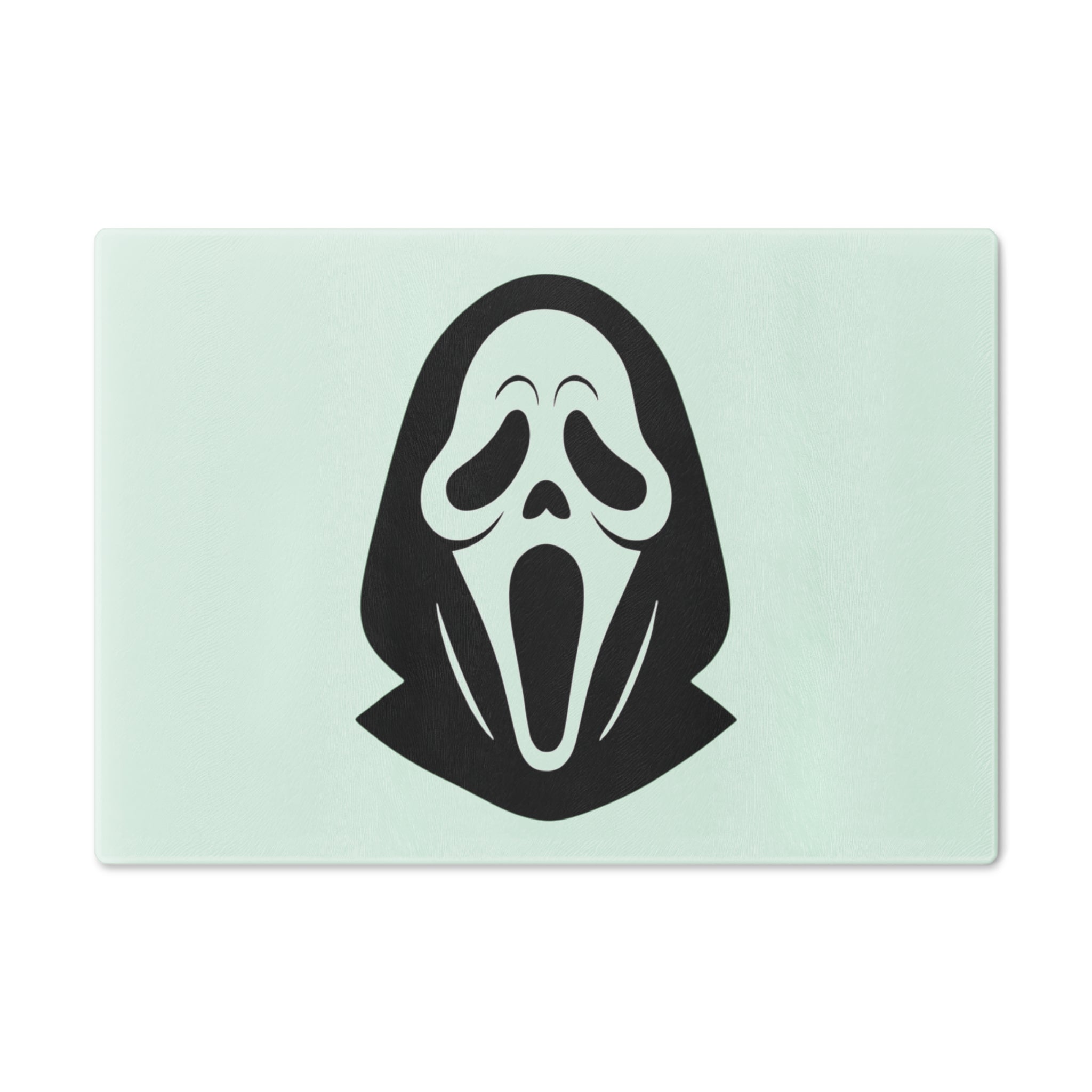Scream Mask Glass Cutting Board — Halloween Horror Decorative Prep Board