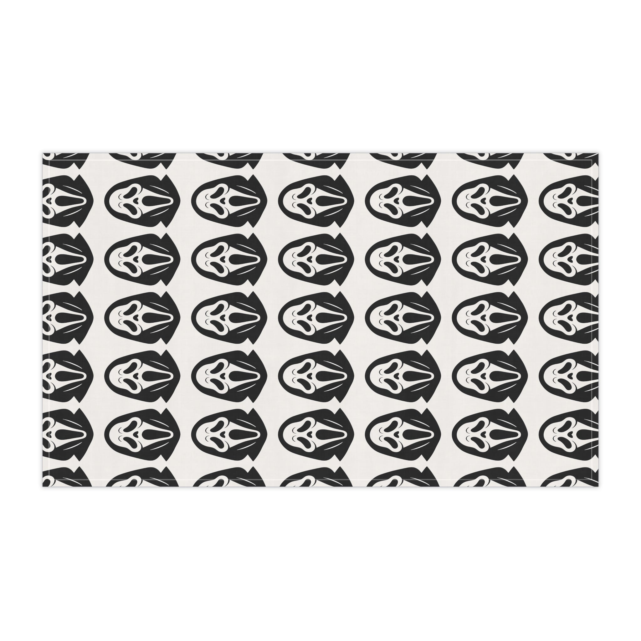 Scream Mask Pattern Tea Towel — Halloween Ghost Face Kitchen Towel
