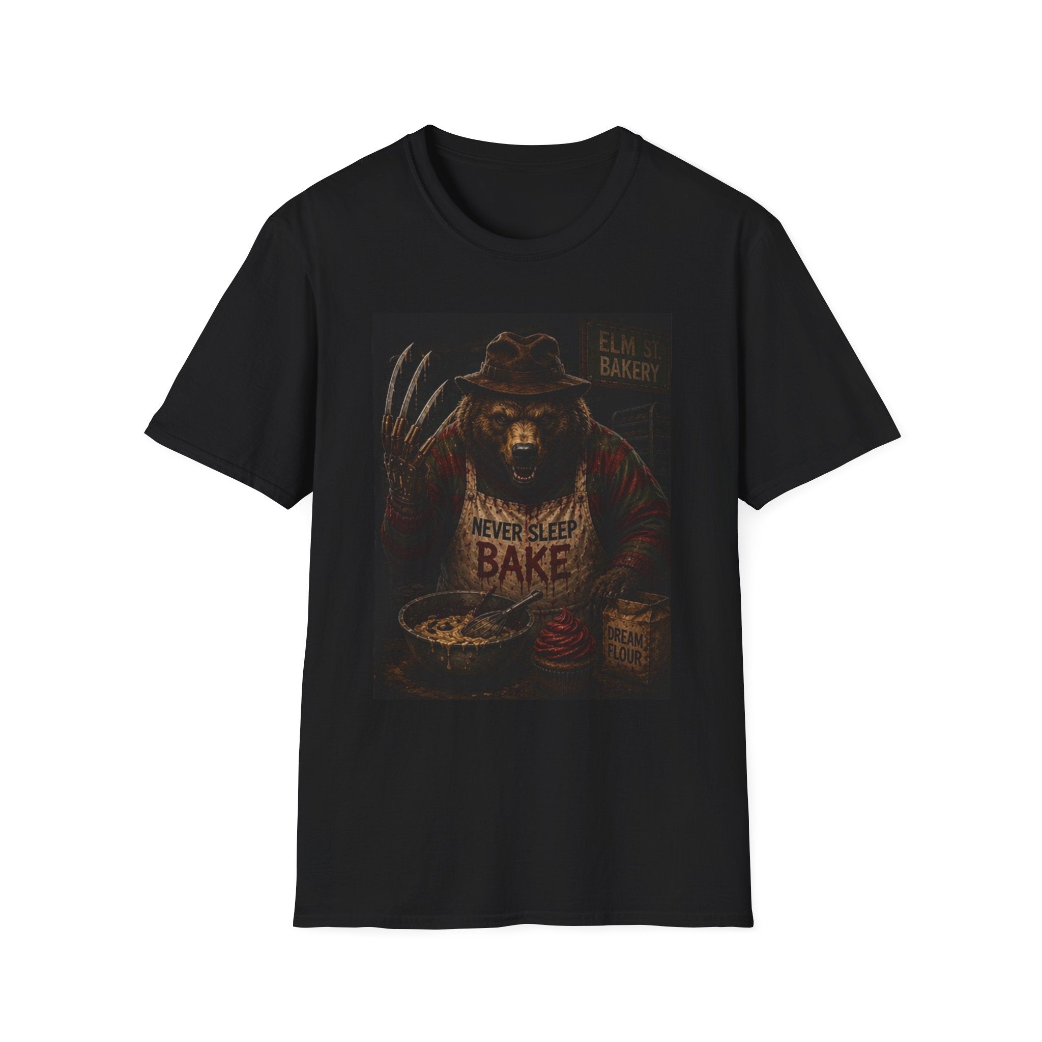 Elm Street Bakery Freddy Bear Horror T-Shirt — Vintage Scary Movie Mashup Tee