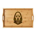 Engraved Bamboo Serving Tray — Scream Mask Halloween Serving Platter