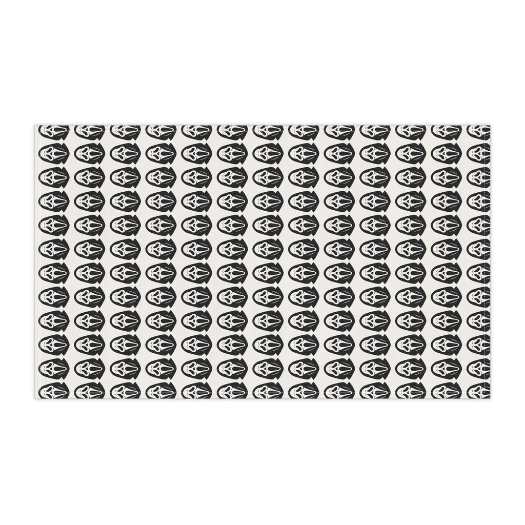 Spooky Scream Mask Pattern Tea Towel — Halloween Kitchen Decor