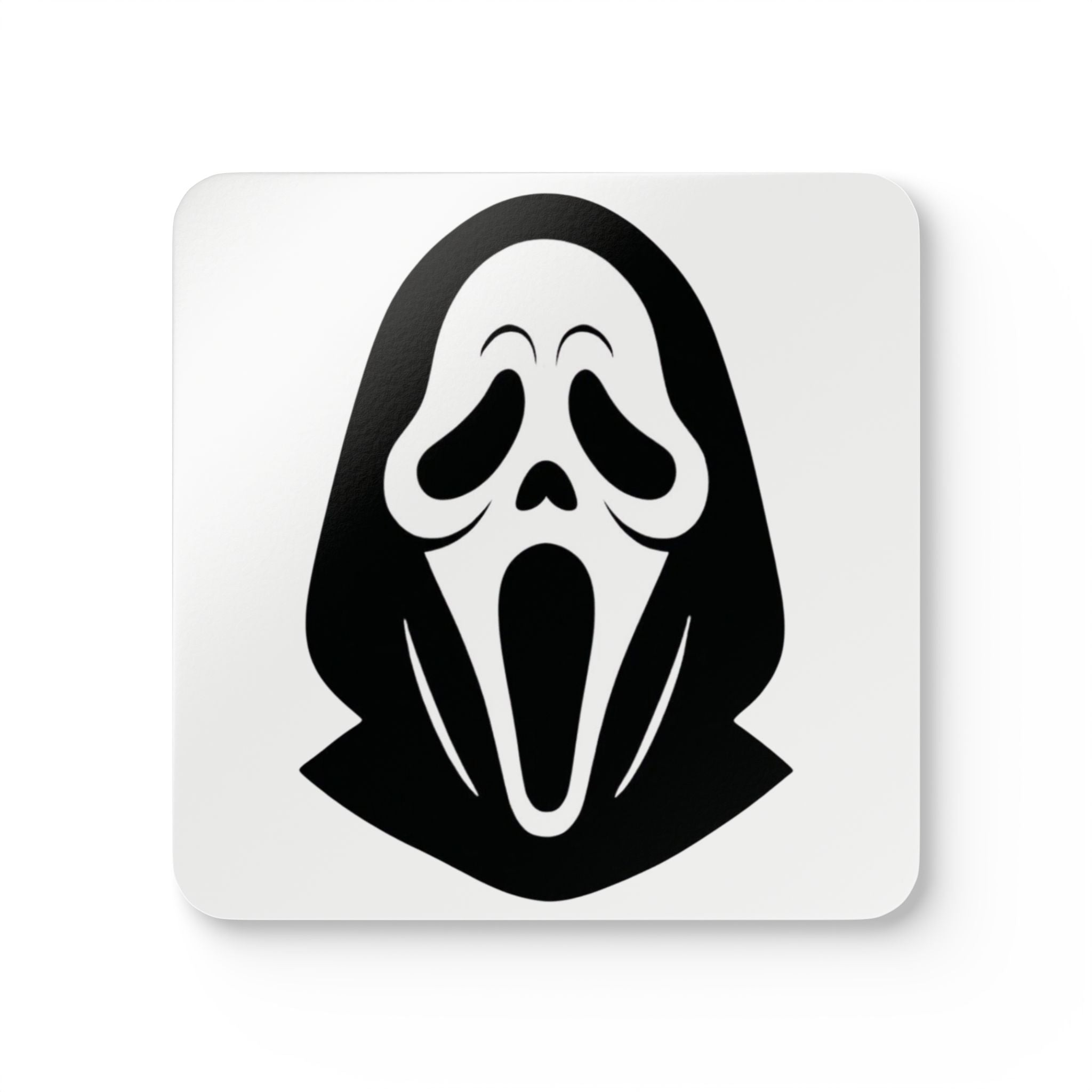 Halloween Scream Mask Cork Coaster Set — Spooky Haunted Party Drink Coasters