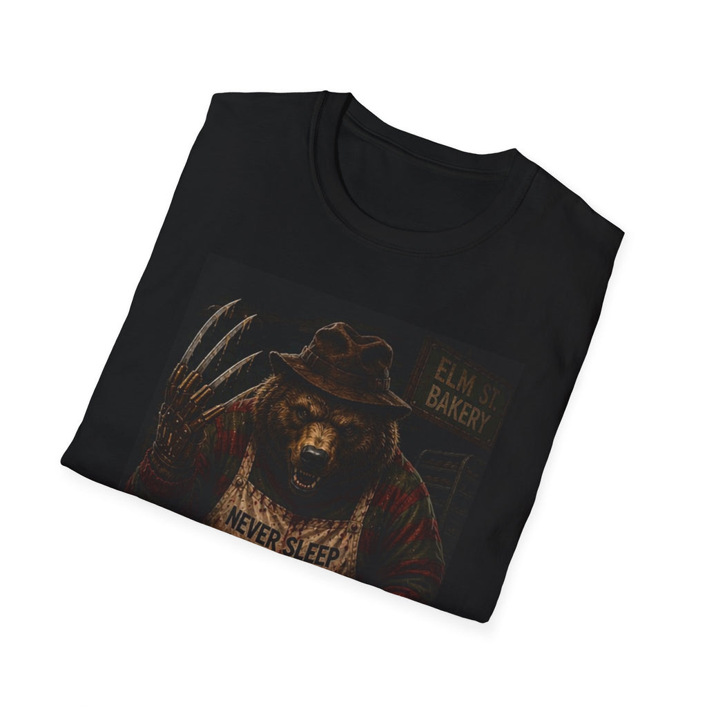 Elm Street Bakery Freddy Bear Horror T-Shirt — Vintage Scary Movie Mashup Tee