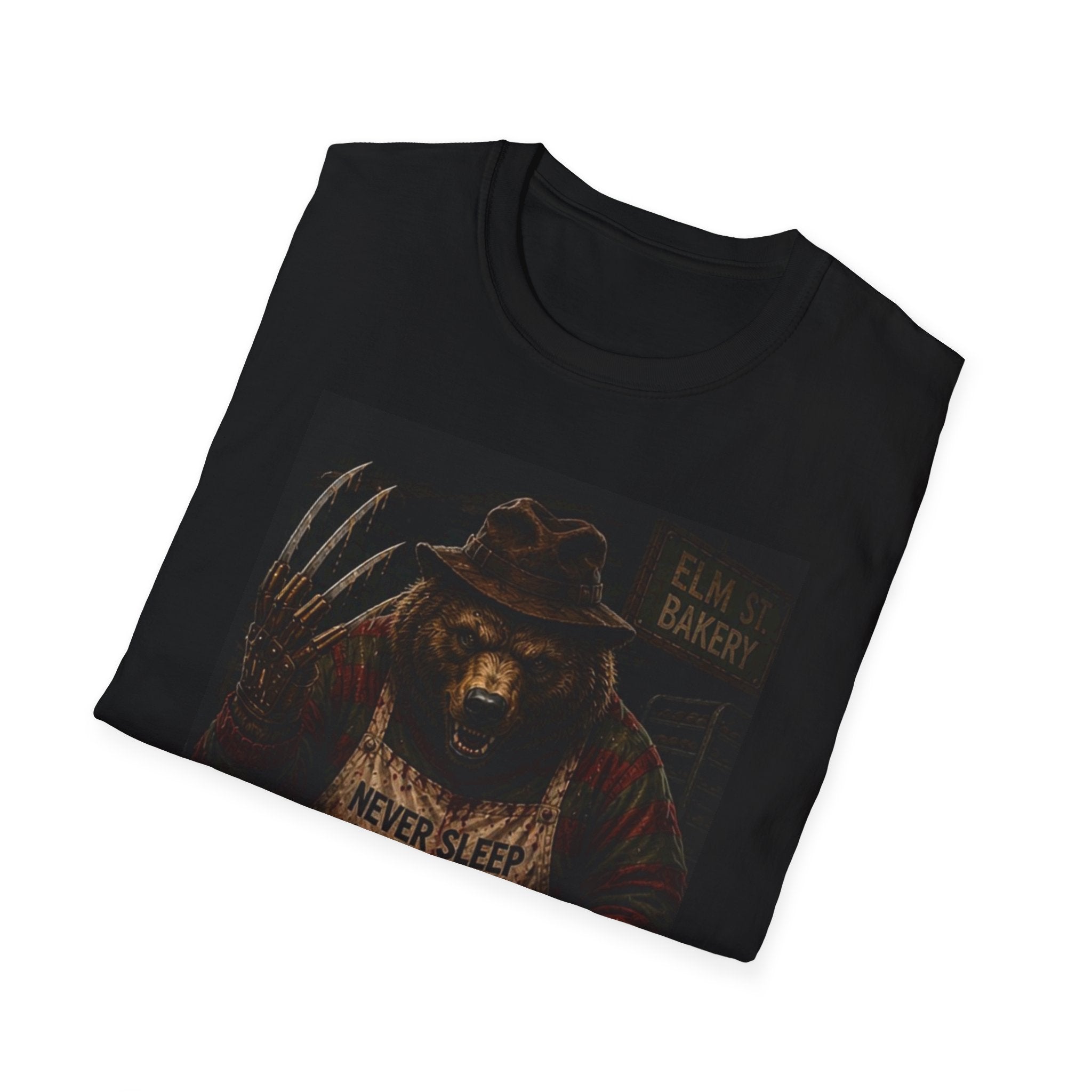 Elm Street Bakery Freddy Bear Horror T-Shirt — Vintage Scary Movie Mashup Tee