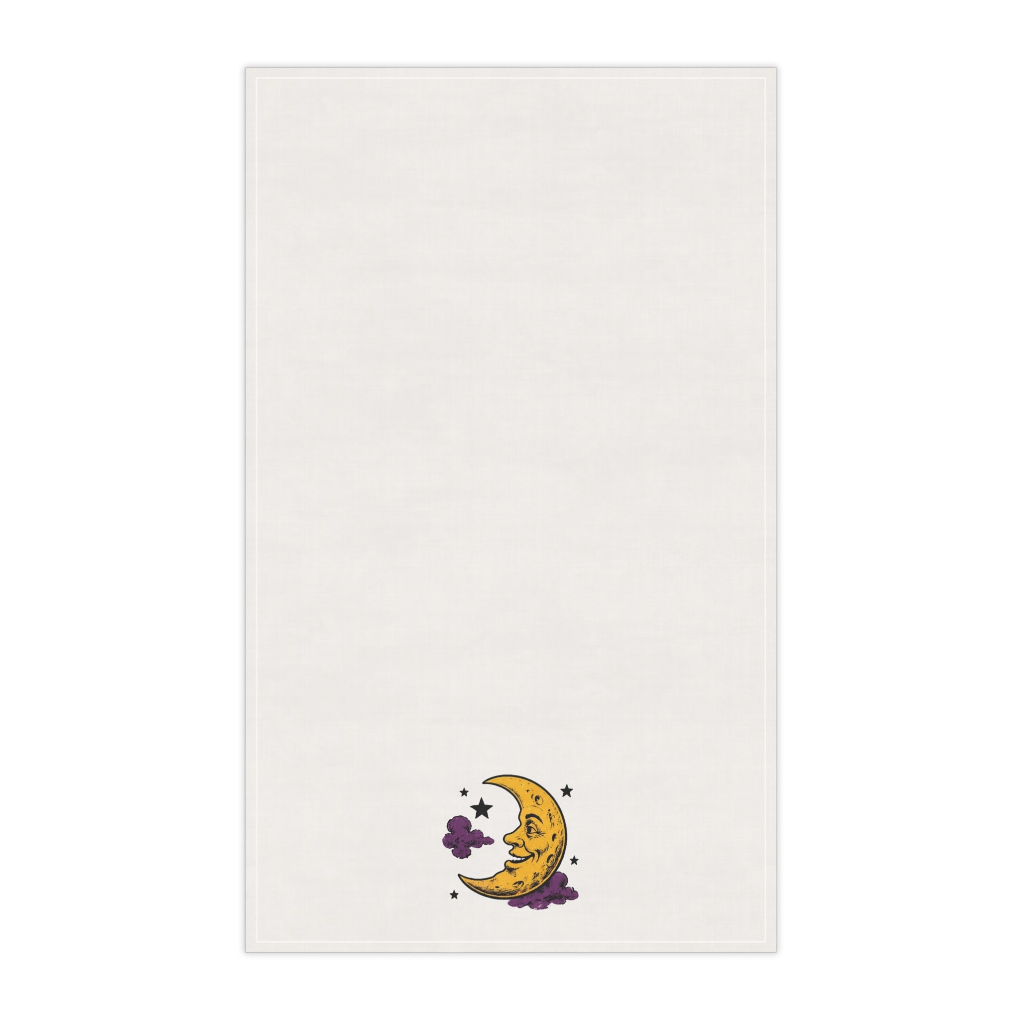 Celestial Moon Tea Towel — Whimsical Crescent Moon & Stars Kitchen Towel