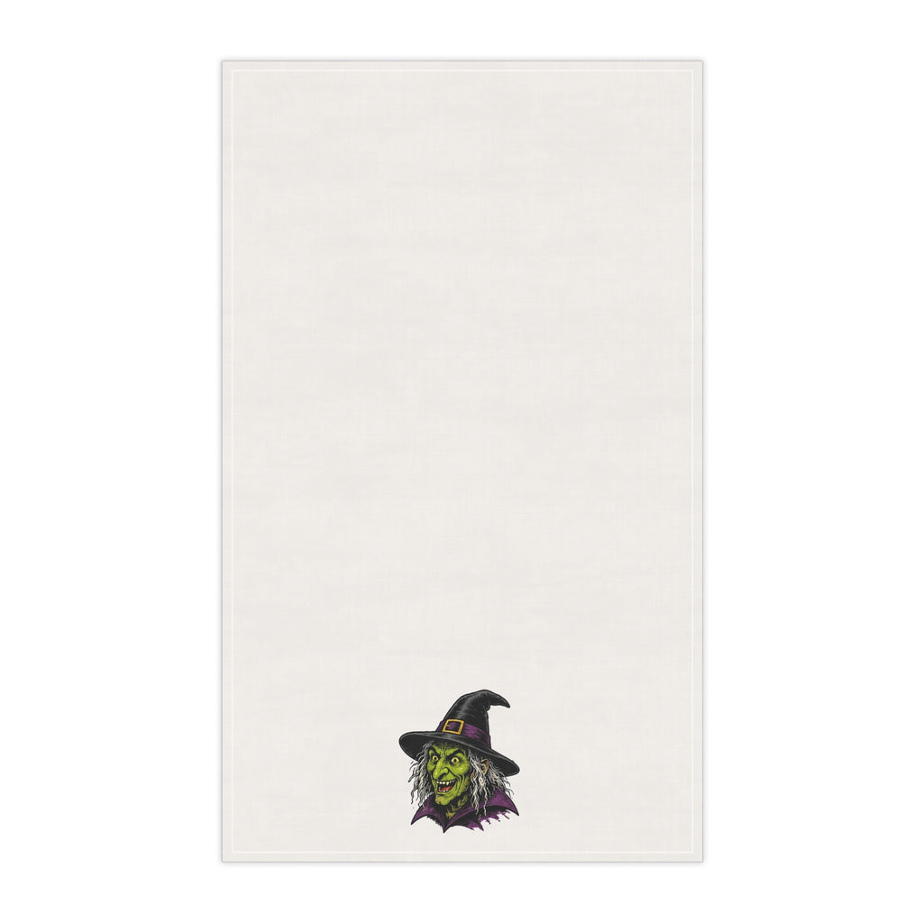 Witch Head Halloween Tea Towel – Spooky Green Witch Kitchen Decor