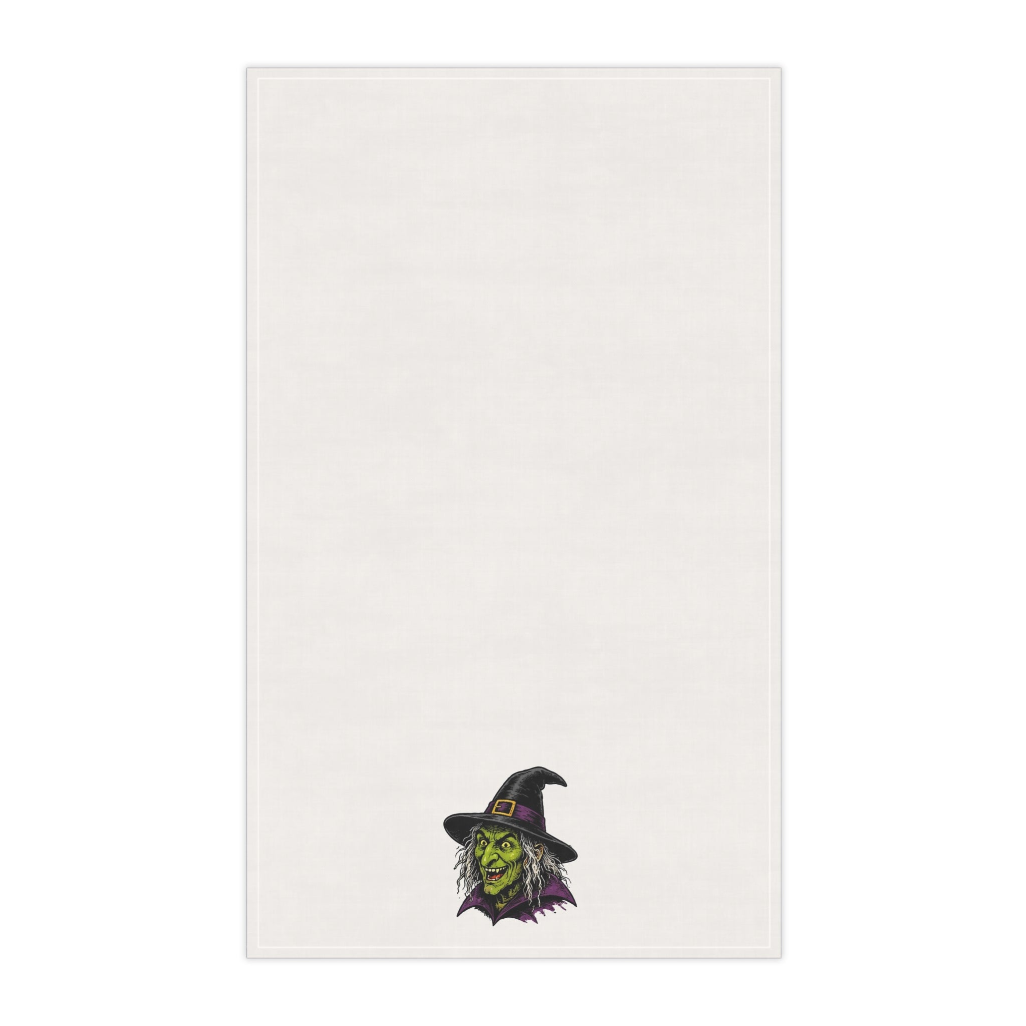 Witch Head Halloween Tea Towel – Spooky Green Witch Kitchen Decor