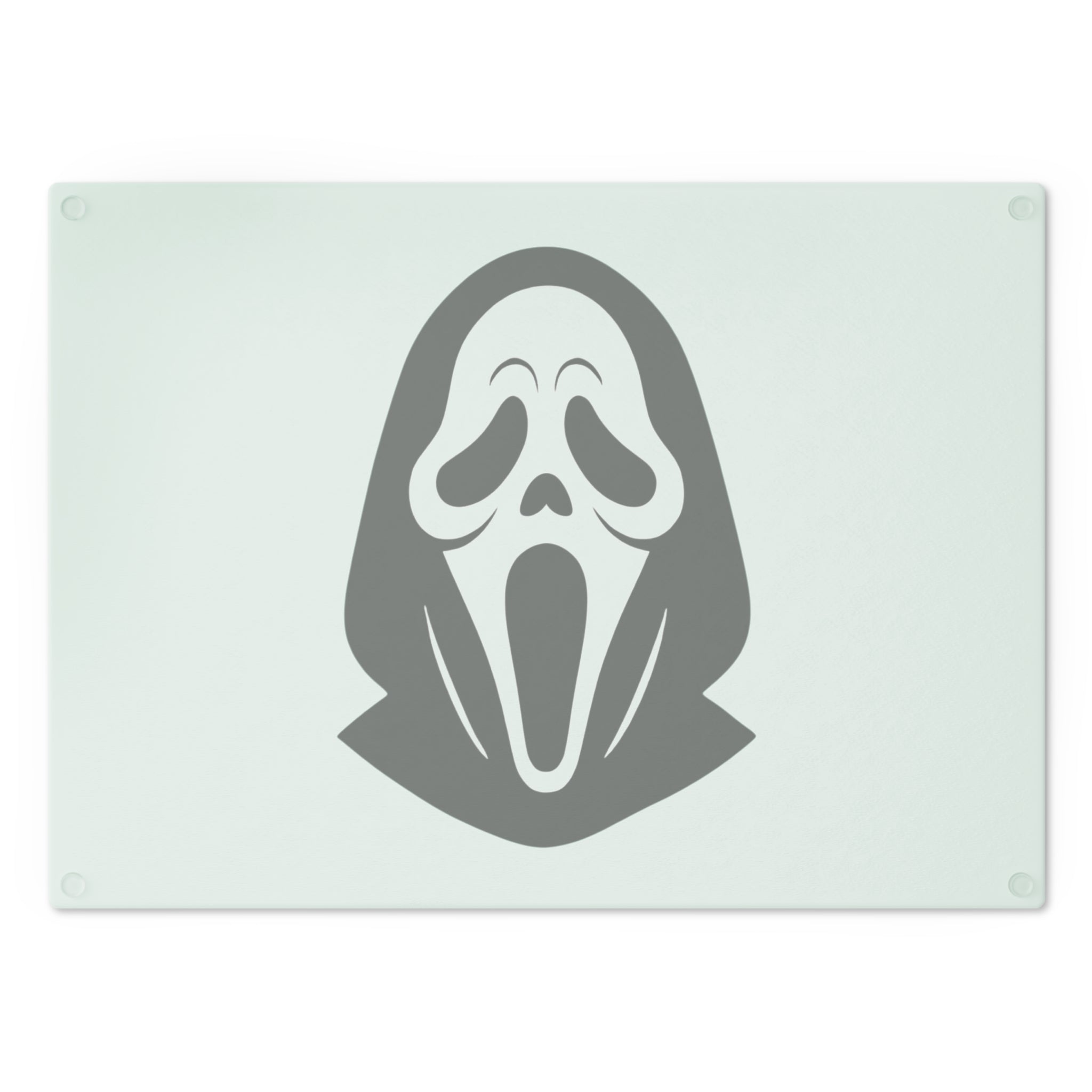 Scream Mask Glass Cutting Board — Halloween Horror Decorative Prep Board