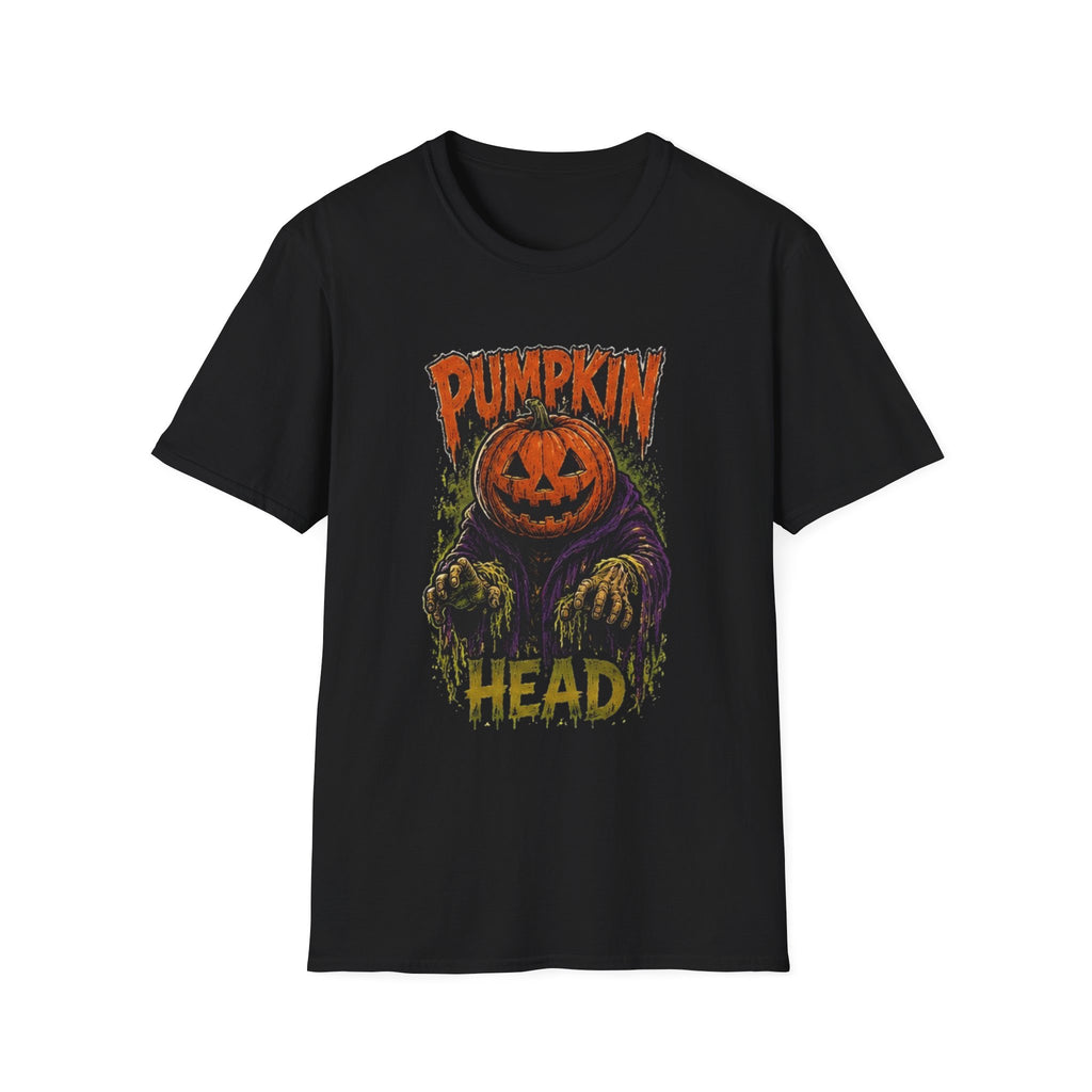 Pumpkin Head Halloween T-Shirt — Scary Jack-o'-Lantern Graphic Tee