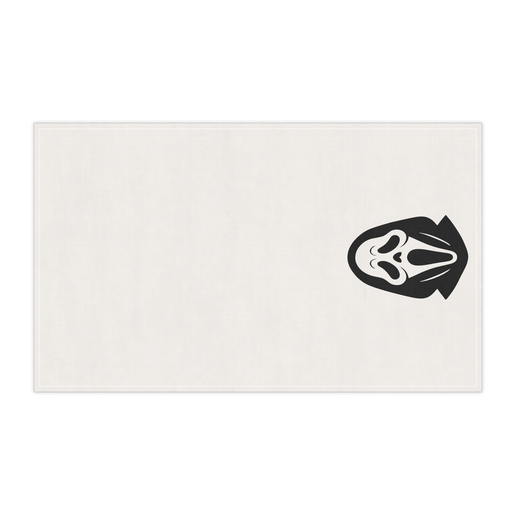 Ghost Mask Tea Towel — Halloween Kitchen Decor, Spooky Scream Face Cotton Towel