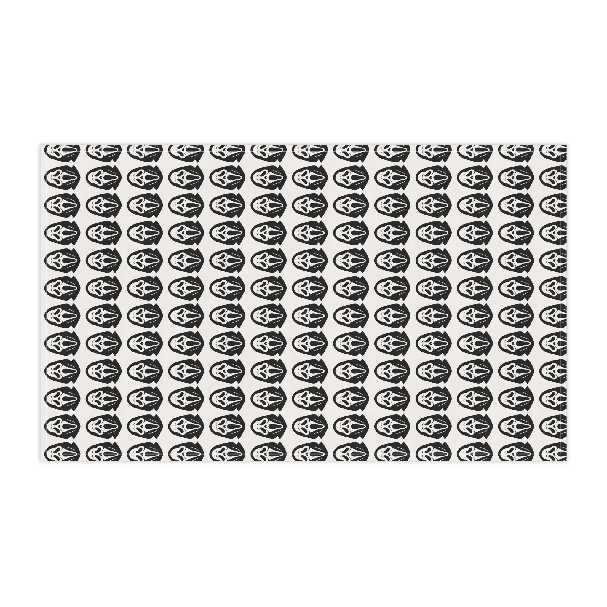 Spooky Scream Mask Pattern Tea Towel — Halloween Kitchen Decor