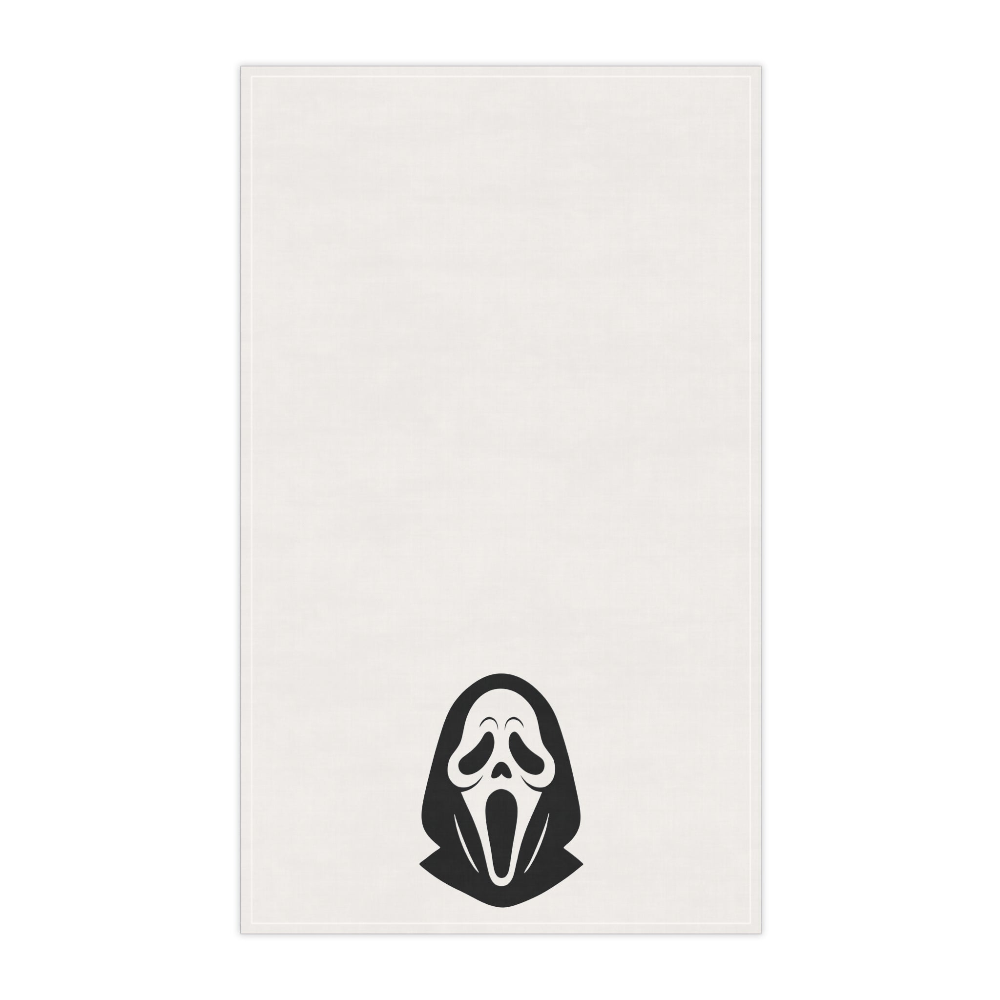 Ghost Mask Tea Towel — Halloween Kitchen Decor, Spooky Scream Face Cotton Towel