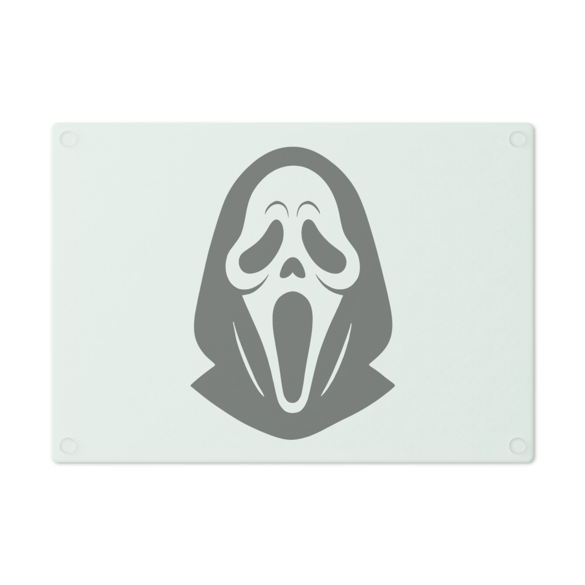 Scream Mask Glass Cutting Board — Halloween Horror Decorative Prep Board