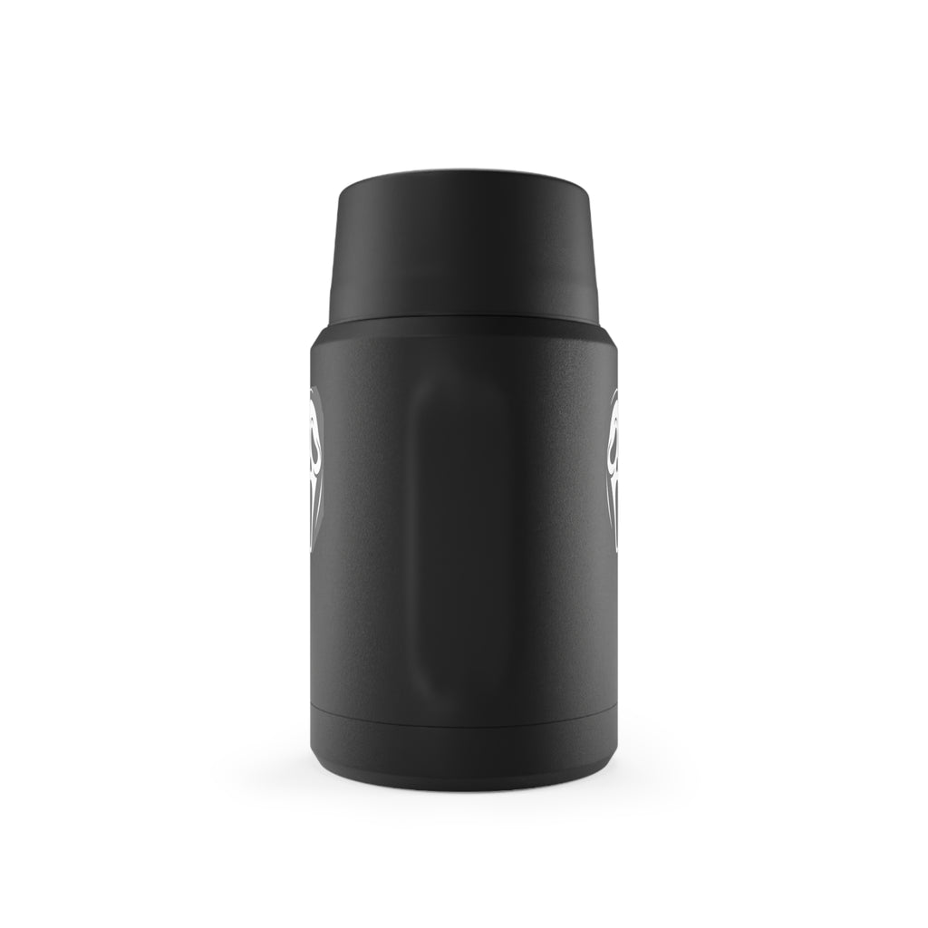 Insulated Food Jar — Black Copper Thermos with Scream Mask Design