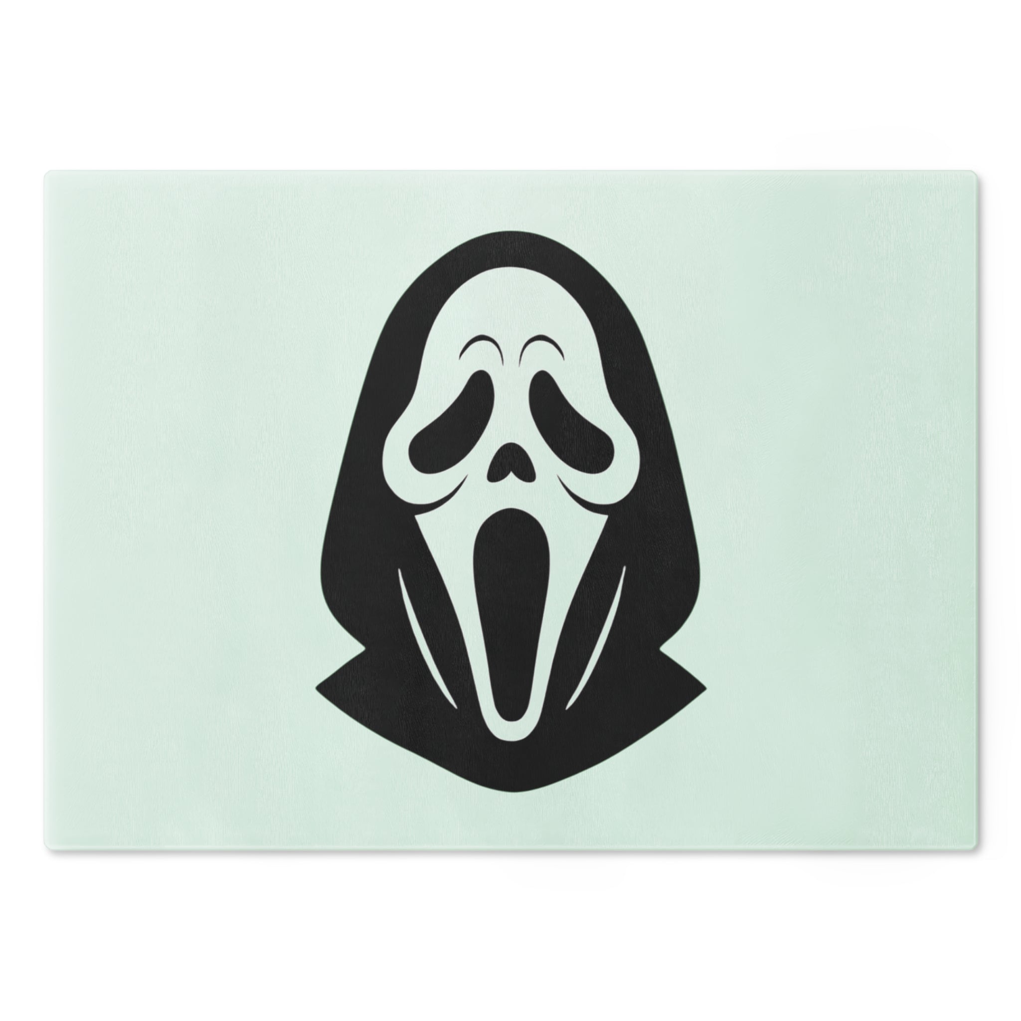 Scream Mask Glass Cutting Board — Halloween Horror Decorative Prep Board