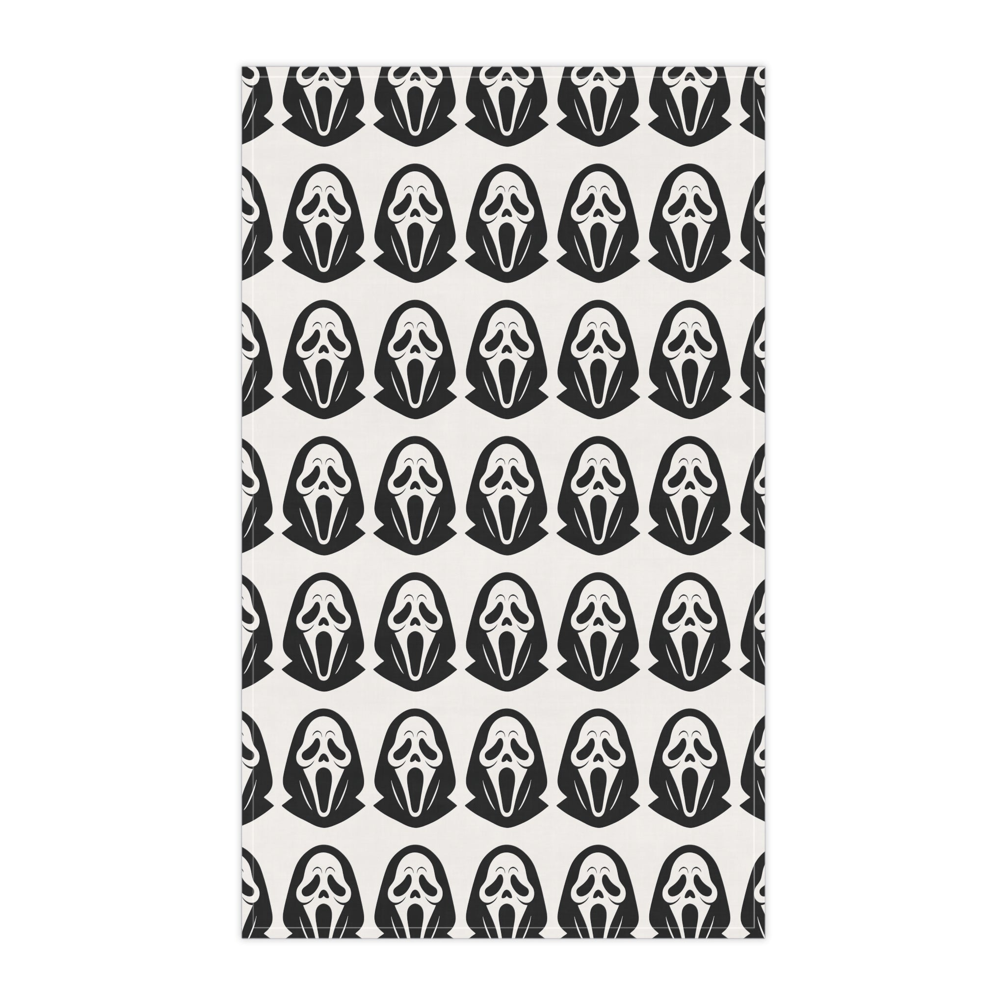 Scream Mask Pattern Tea Towel — Halloween Ghost Face Kitchen Towel